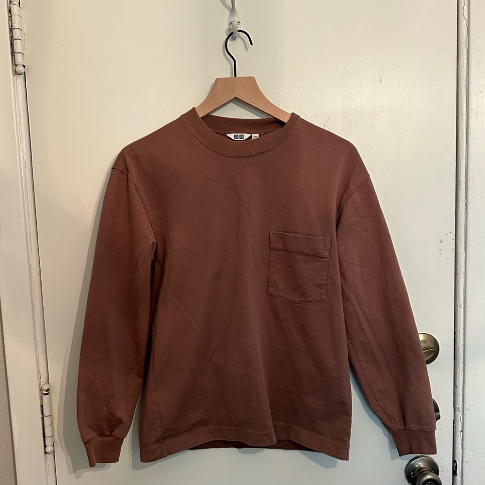 Uniqlo U Earthy Brown Crewneck Tee - Long Sleeve